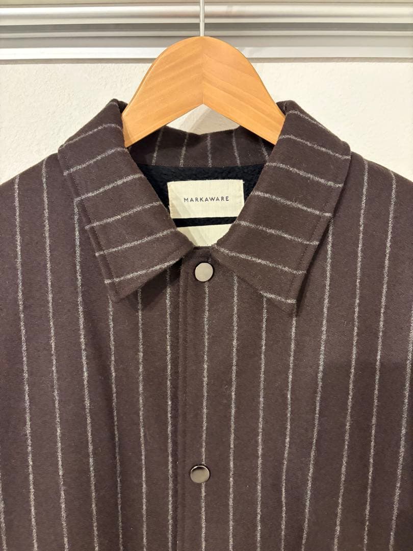 MARKAWARE ダークブラウン ストライプ カバーオール