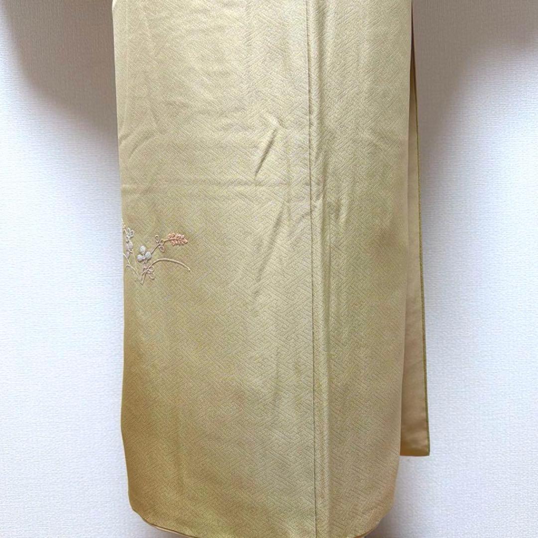 25 付け下げ訪問着フルセット 正絹 ベージュ 薄茶 総刺繍 相良刺繍 暈し染め