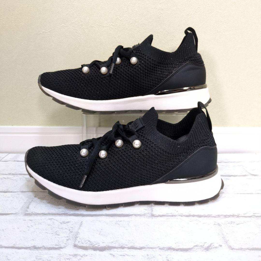 極美品　＋diana　プラスダイアナ　パールメッシュスニーカー　黒　23.5