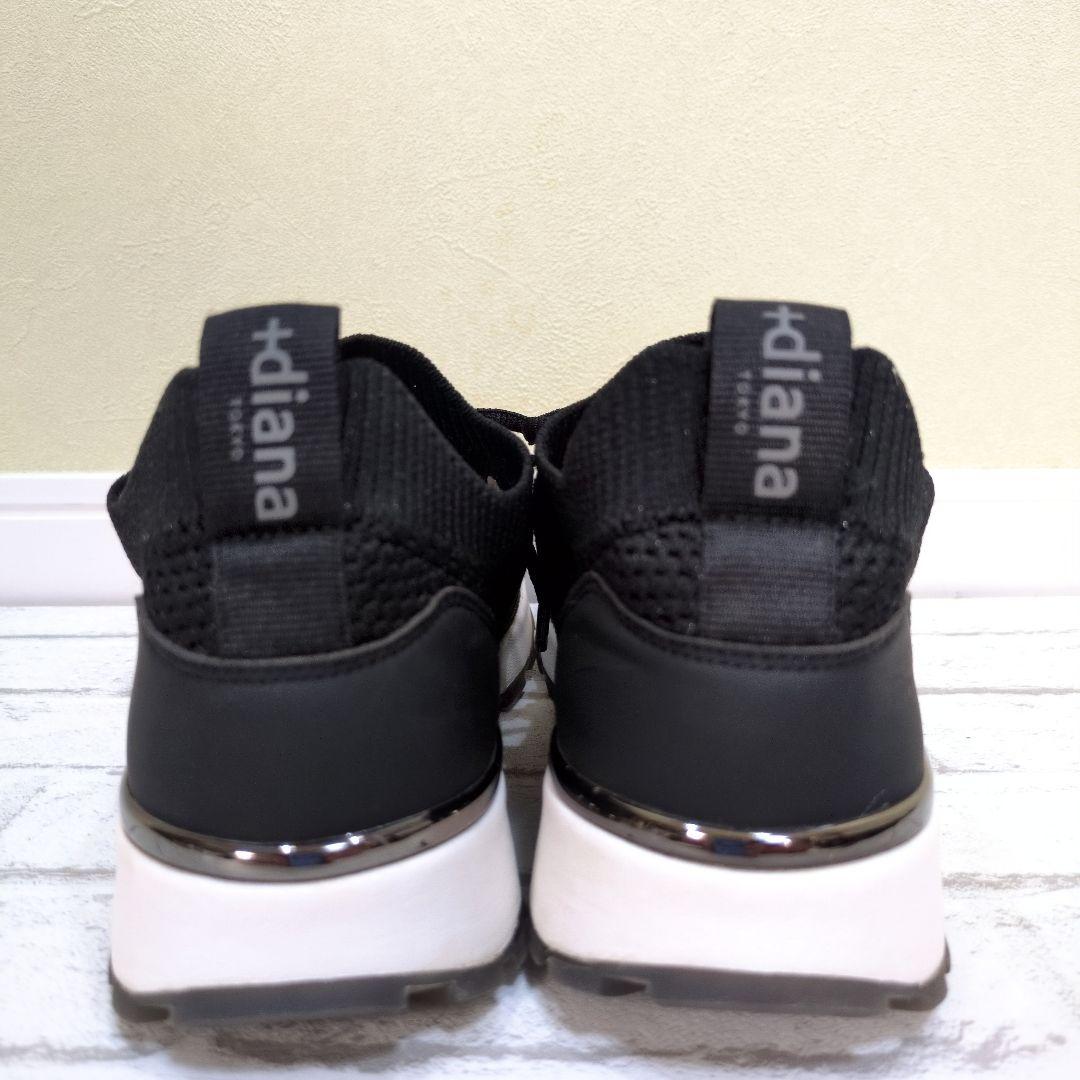 極美品　＋diana　プラスダイアナ　パールメッシュスニーカー　黒　23.5