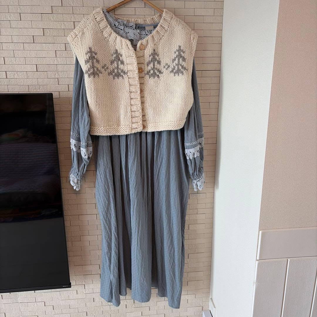 美品　TSUHARU ツハルSM2 【ペルーニット】前後着ジャカードニットベスト