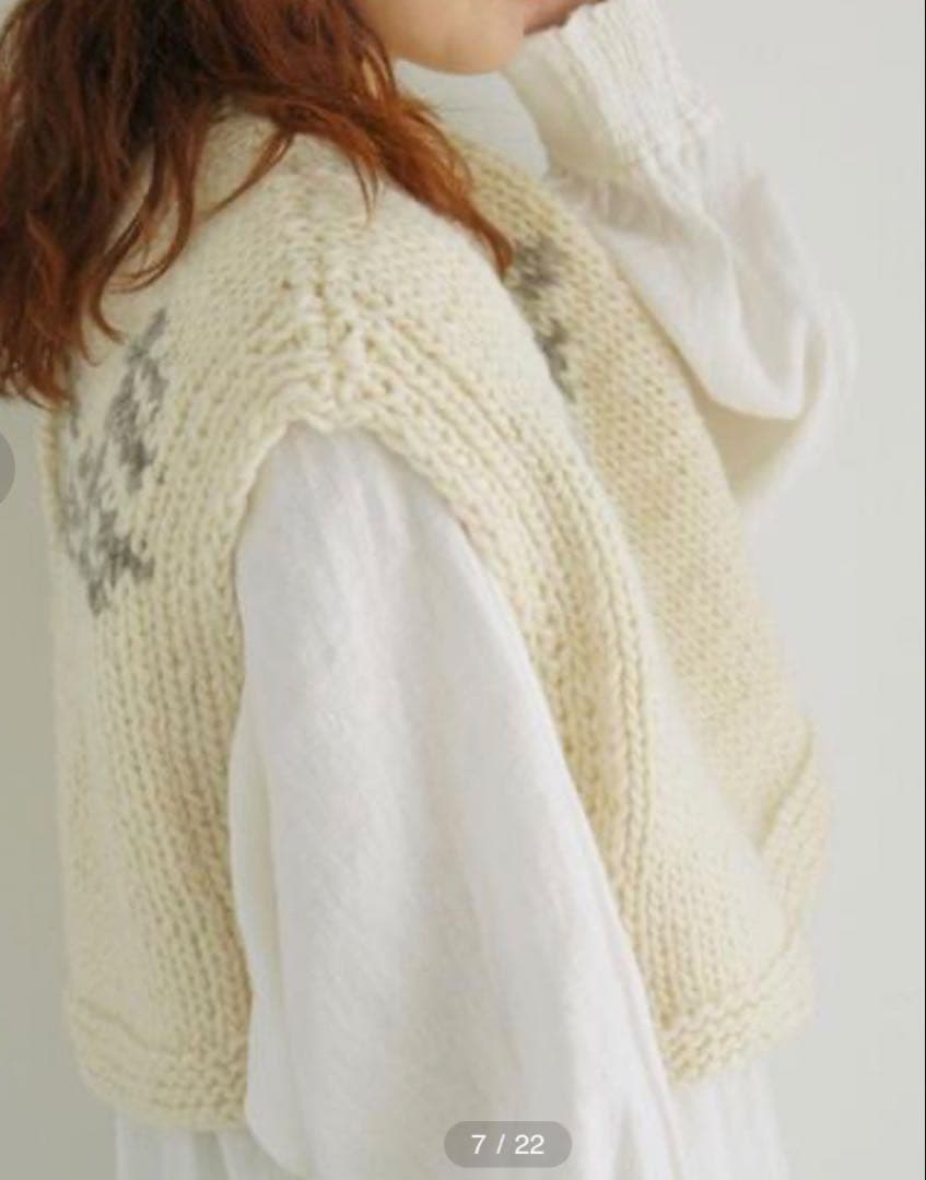 美品　TSUHARU ツハルSM2 【ペルーニット】前後着ジャカードニットベスト