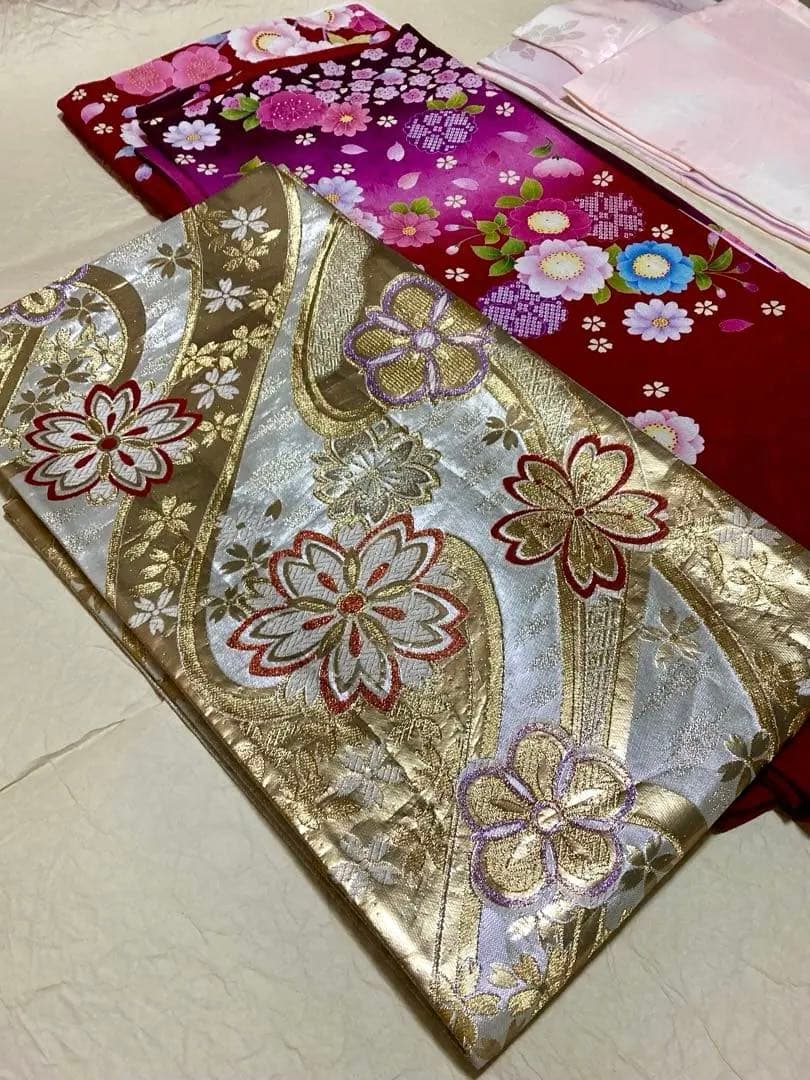 翌日発送可【振袖セット 】振袖 帯 正絹長襦袢 帯〆 帯揚/ 成人式 お手入れ済