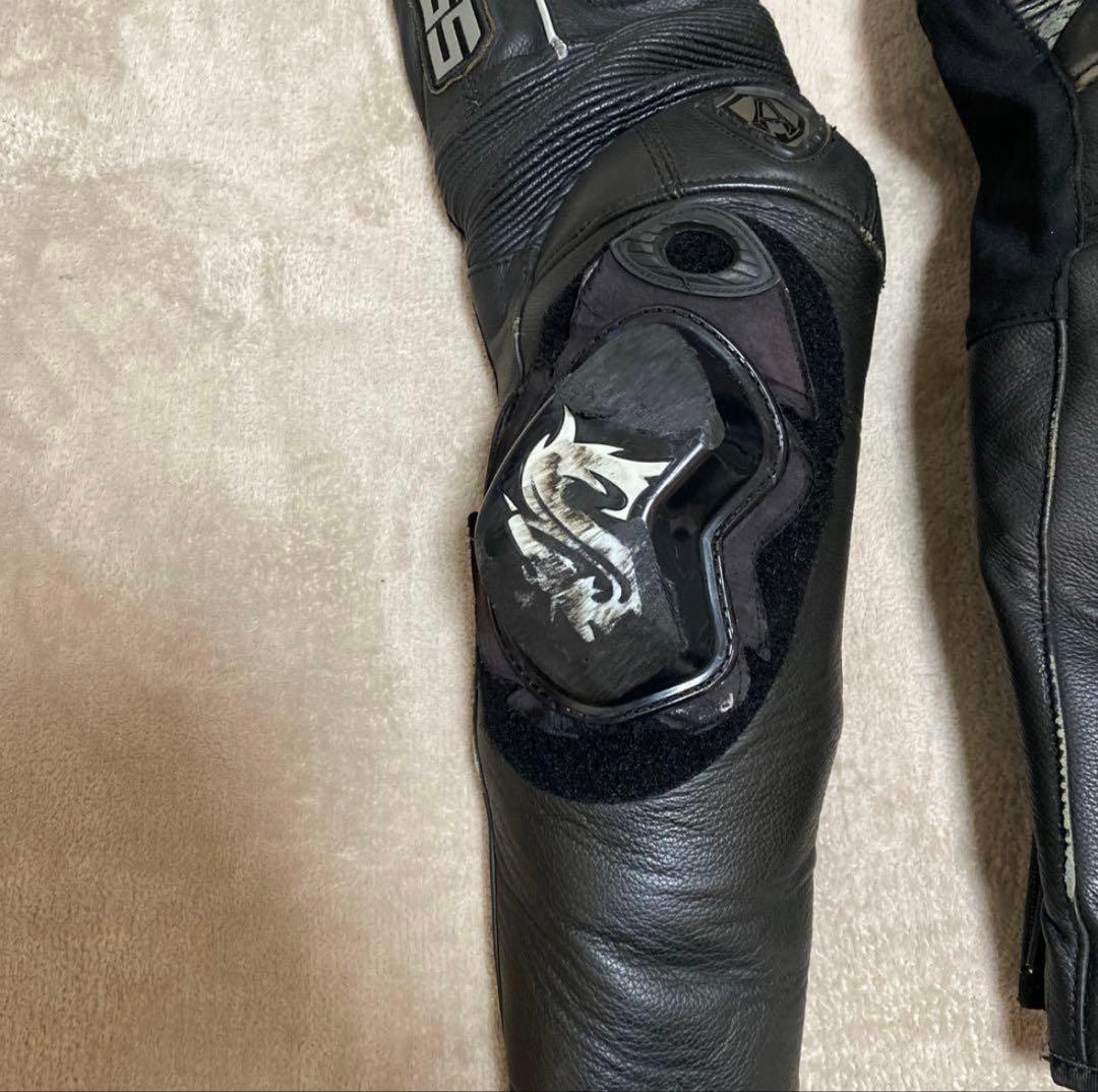 バイク用革ツナギ 膝パッド付き 黒 4日後出品取りやめ