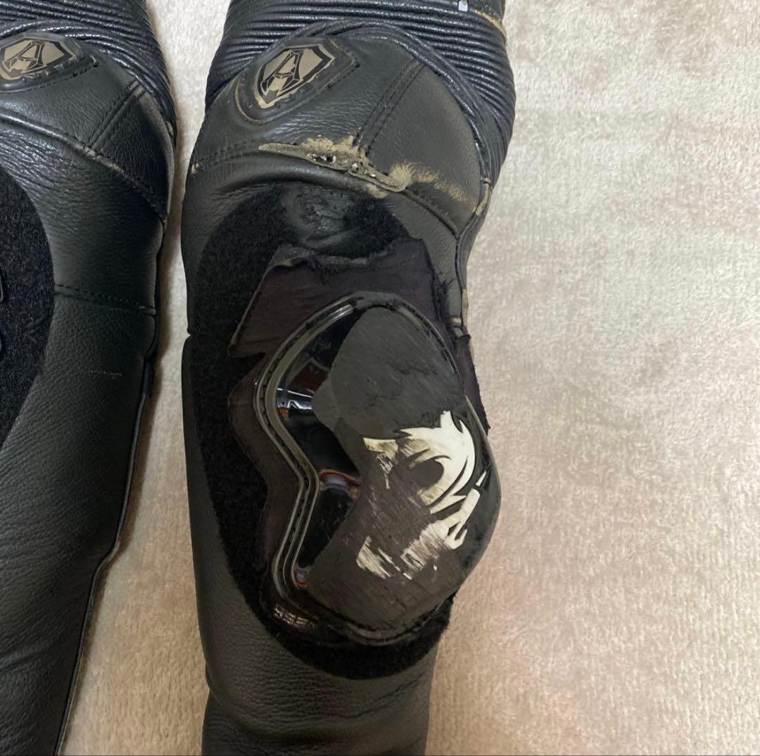 バイク用革ツナギ 膝パッド付き 黒 4日後出品取りやめ