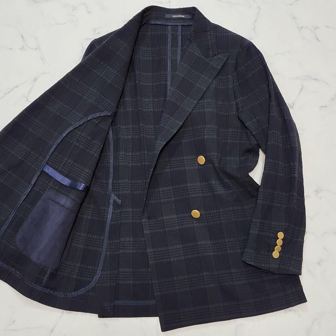 タリアトーレ　ウェストン　テーラードジャケット　ダブル　金ボタン　シアサッカー