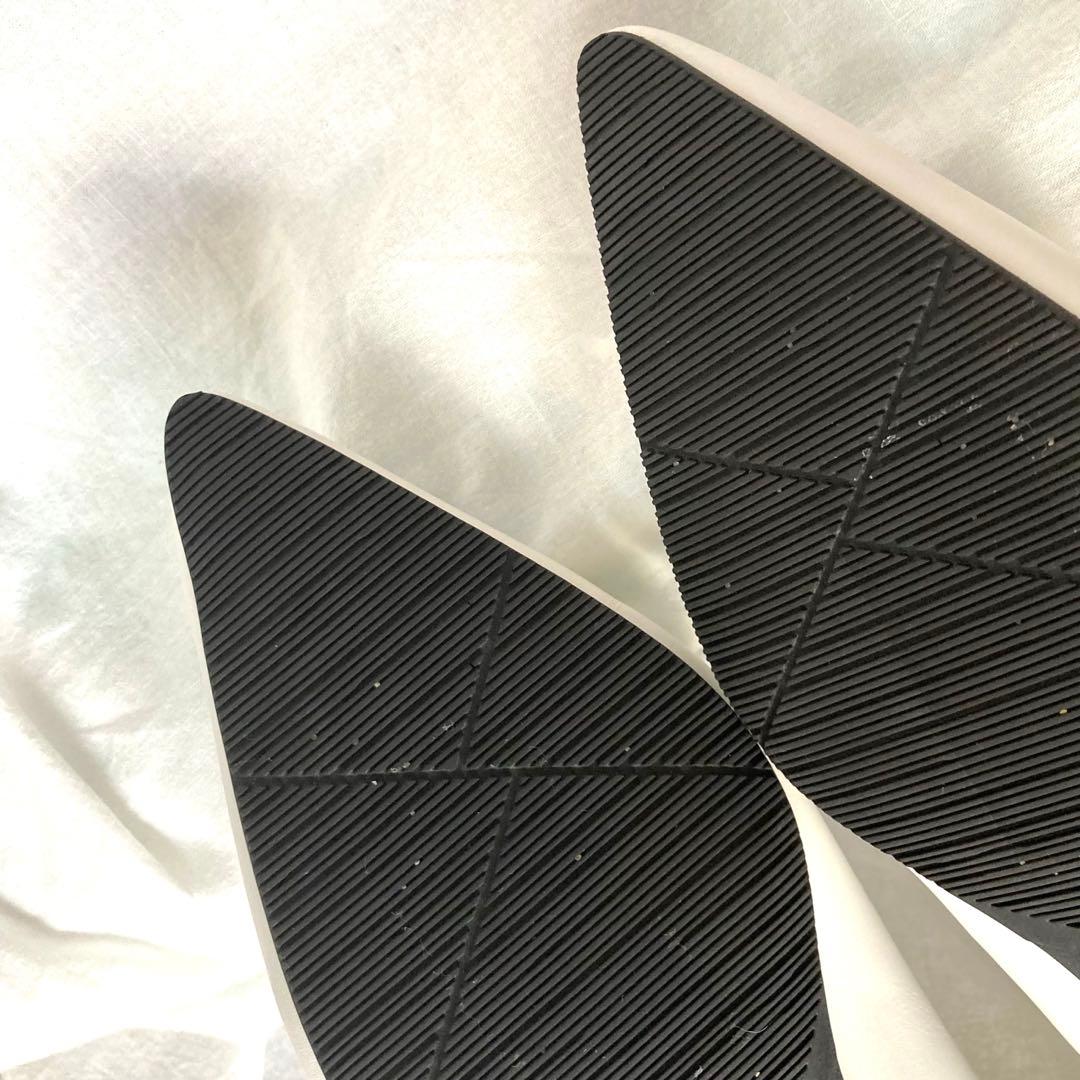 未使用級　シーセイ　ポインテッドトゥ　パンプス　フラット　ヴィブラム　白　37