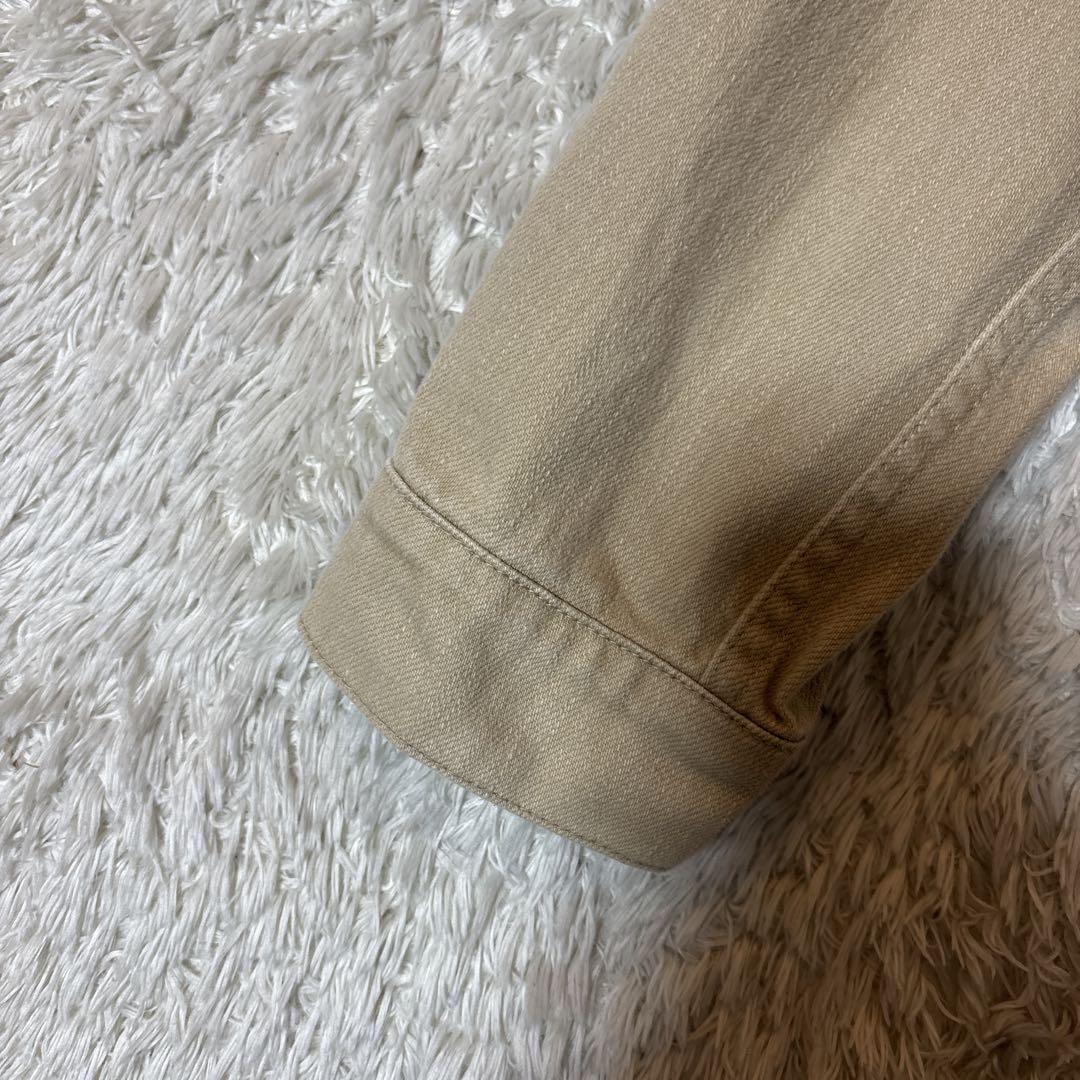 美品＊トレンド✨ダントン デニムジャケット ノーカラー 36 ロゴ　ベージュ