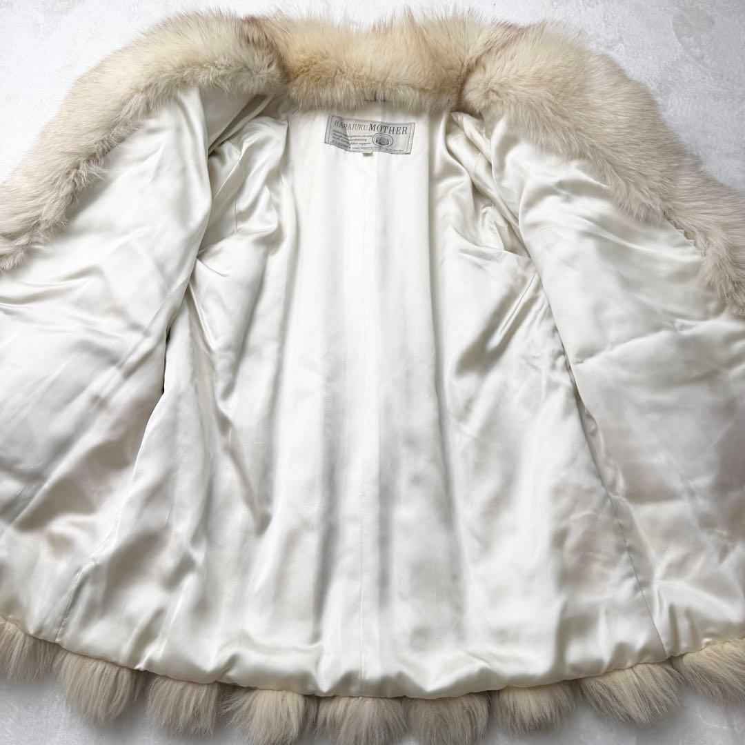 原宿MOTHER　2150 ブルーフォックス 毛皮 リアルファーコート 白