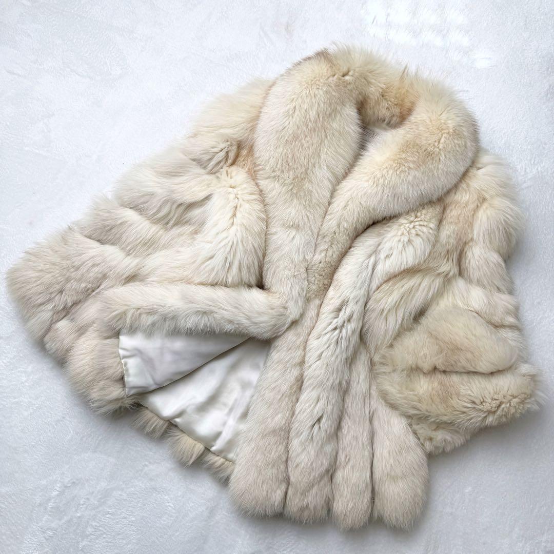 原宿MOTHER　2150 ブルーフォックス 毛皮 リアルファーコート 白
