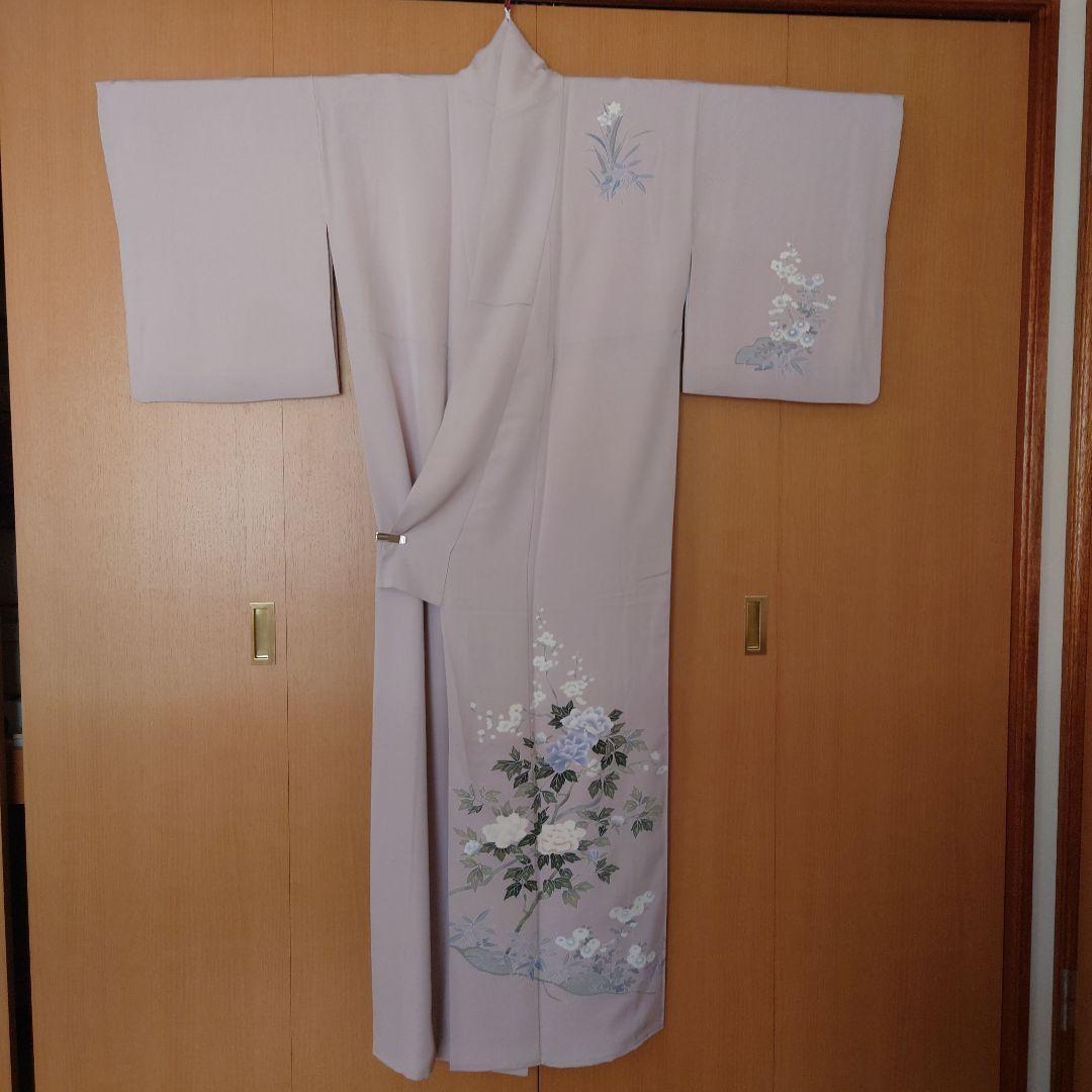 【美品】付下げ訪問着フルセット　正絹　袷　枝花文様　きもの三松謹製　唐織六通袋帯