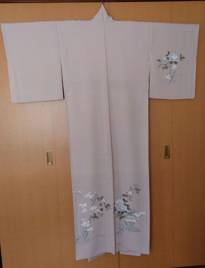 【美品】付下げ訪問着フルセット　正絹　袷　枝花文様　きもの三松謹製　唐織六通袋帯