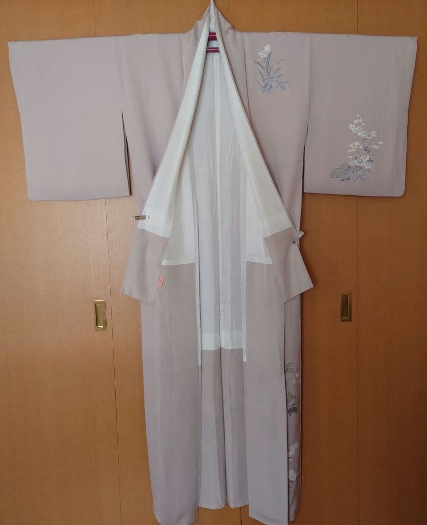 【美品】付下げ訪問着フルセット　正絹　袷　枝花文様　きもの三松謹製　唐織六通袋帯