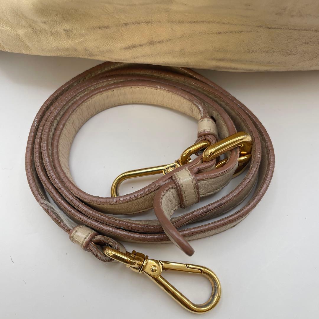 ジャンク特価✨ プラダ ナッパレザー サイドリボン トートバッグ ベージュ