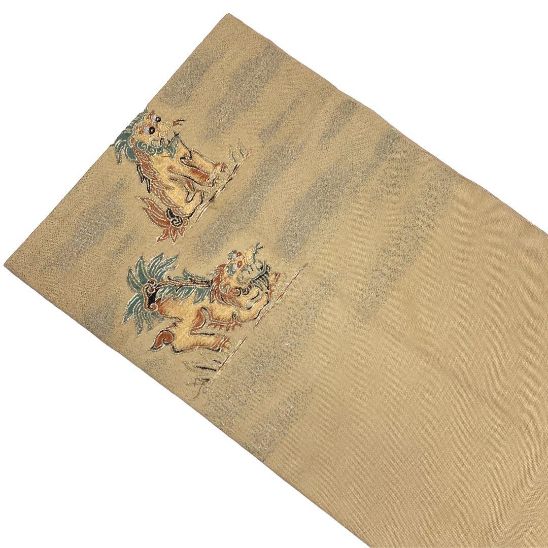 ¨̮⃝ 激レア シーサ文様織り出し 京袋帯