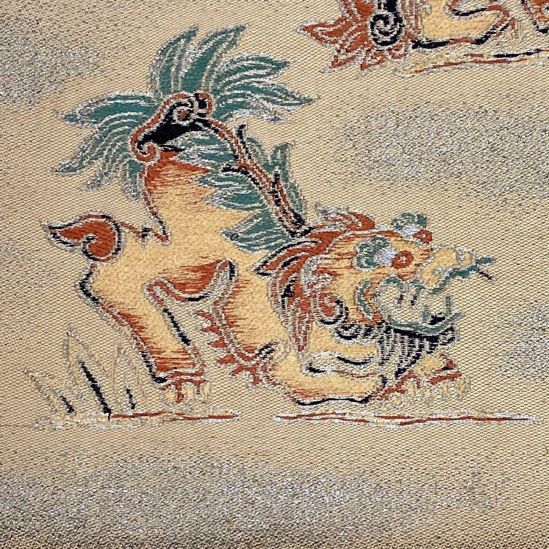 ¨̮⃝ 激レア シーサ文様織り出し 京袋帯