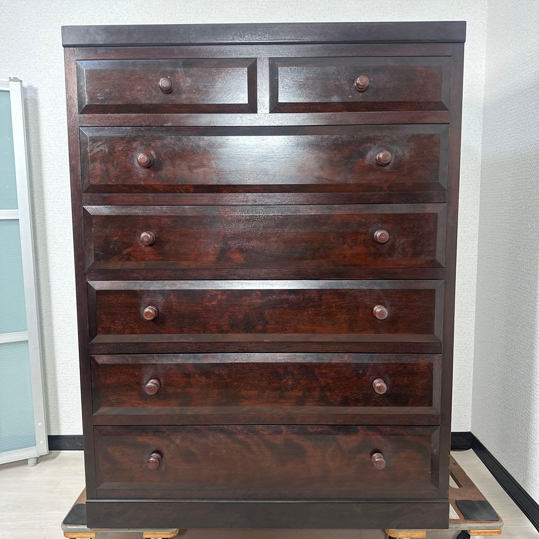 松本民芸家具 D型 6段7杯 チェスト 整理箪笥 ミズメザクラ材 無垢材※i4※