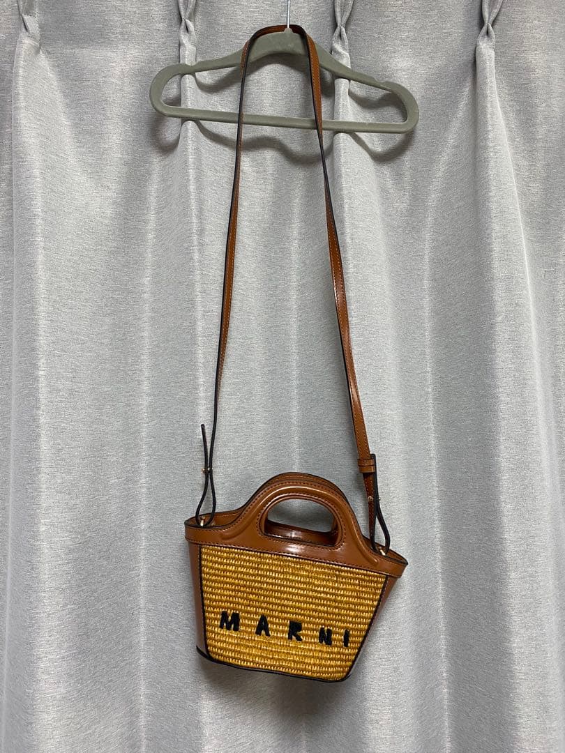 美品★ マルニ　トロピカリア　ショルダーバッグ　カゴ　タン