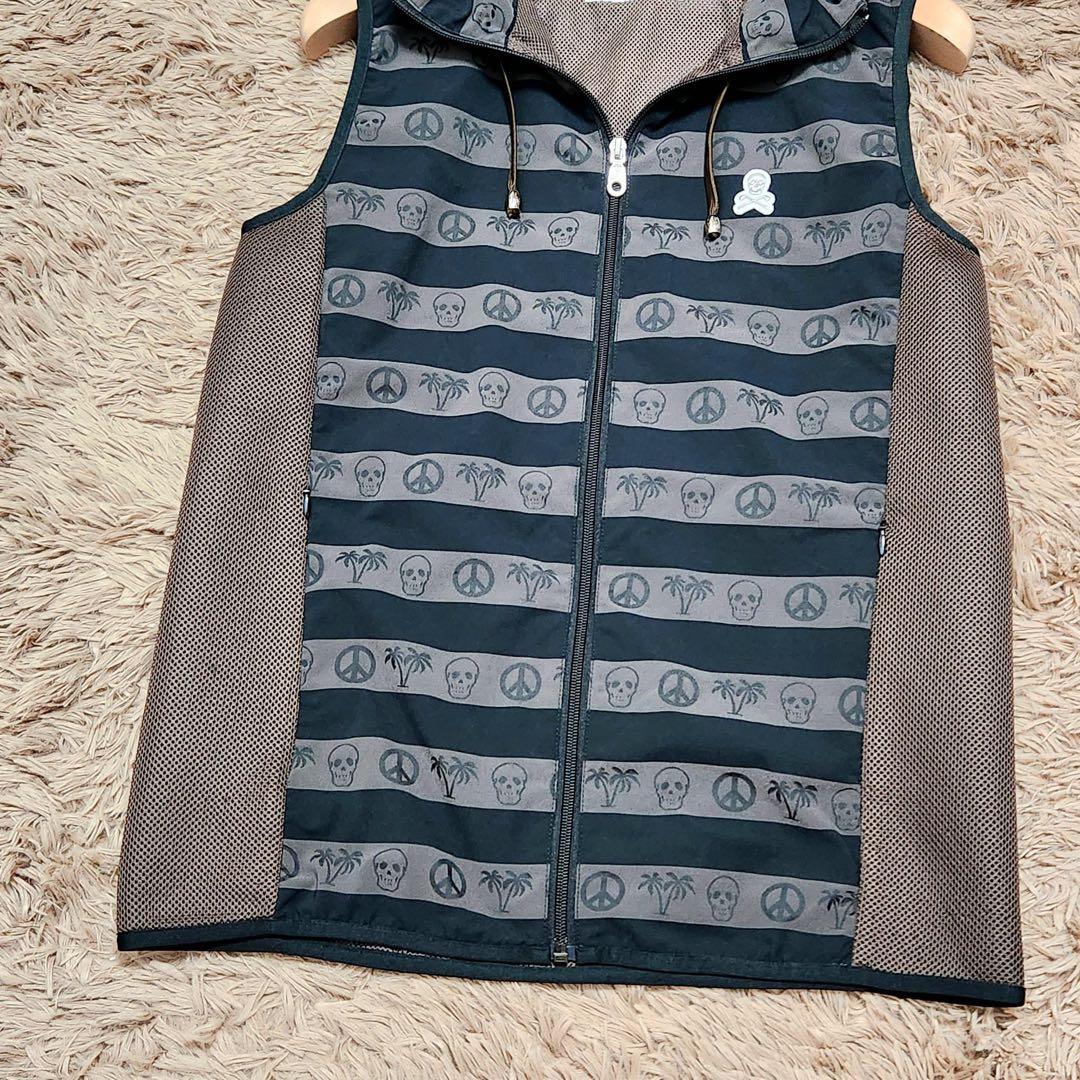 MARK&LONA マークアンドロナ ストレッチ ベスト 総柄 ドクロ ロゴ