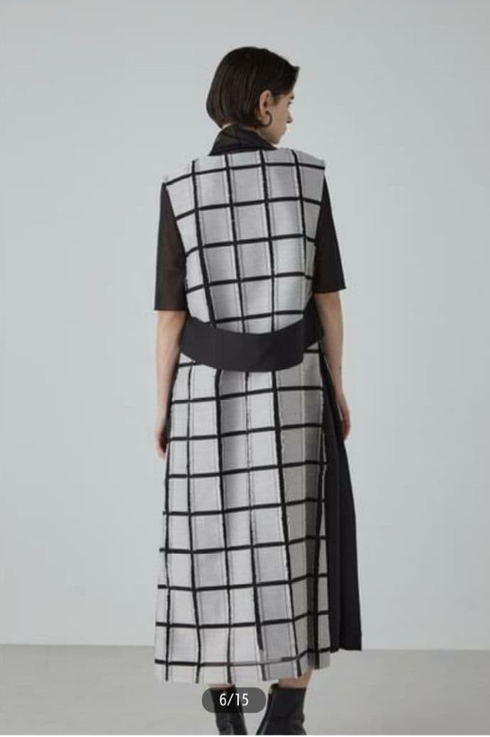 ⚫専用⚫未使用タグ付 アドーアウィンドーペン ジャガードワンピース 黒 38