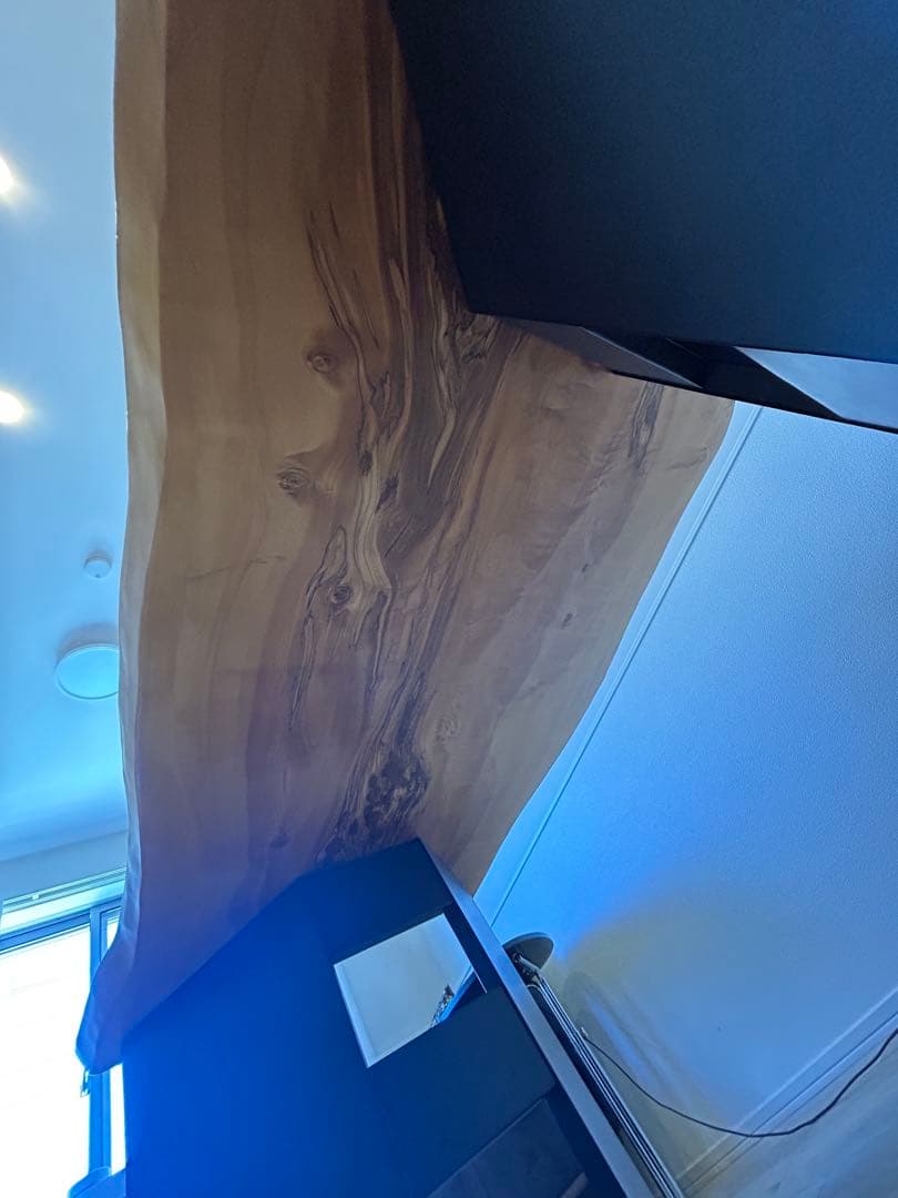 大塚家具 栃 一枚板 テーブル 幅1655ｘ奥755-820ｘ厚45mm 足は別