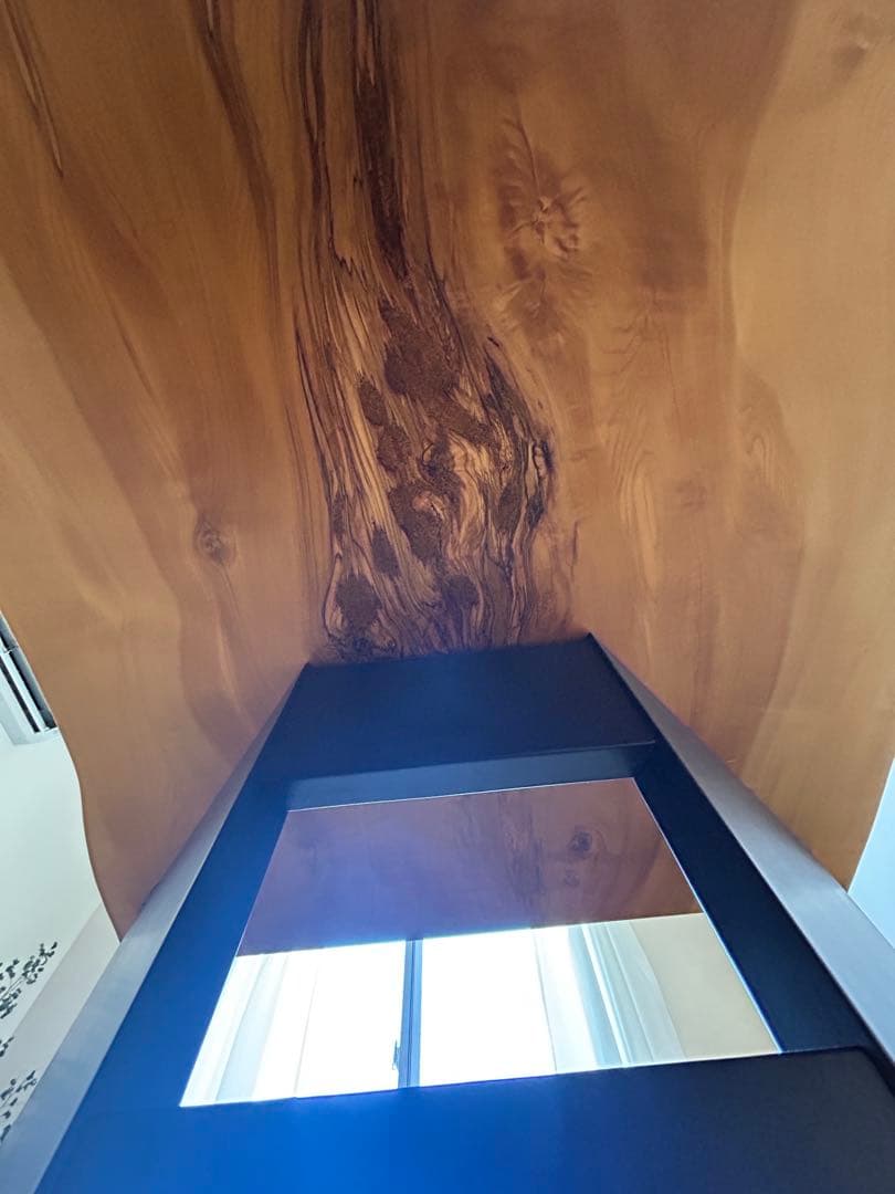 大塚家具 栃 一枚板 テーブル 幅1655ｘ奥755-820ｘ厚45mm 足は別