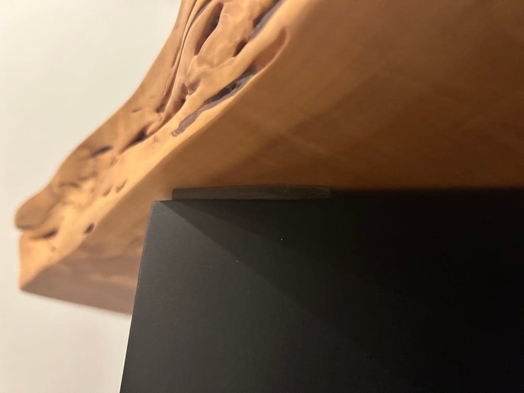 大塚家具 栃 一枚板 テーブル 幅1655ｘ奥755-820ｘ厚45mm 足は別