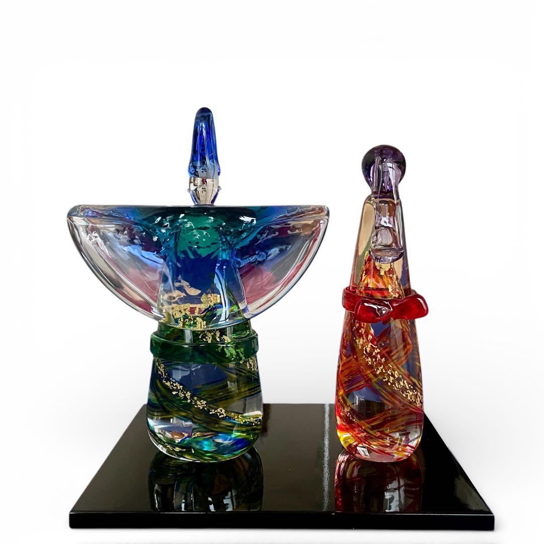 【美品】近代工芸 multi glass マルティグラス 雛人形 ガラス工芸