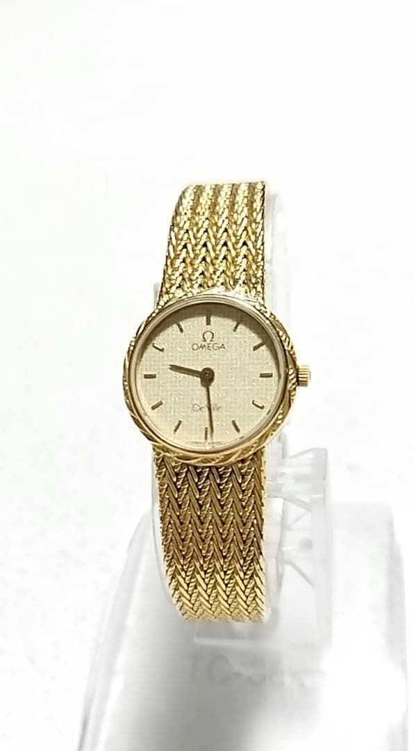 【極美品】OMEGA クォーツ 【GF 金張りケース／金張りメッシュベルト】