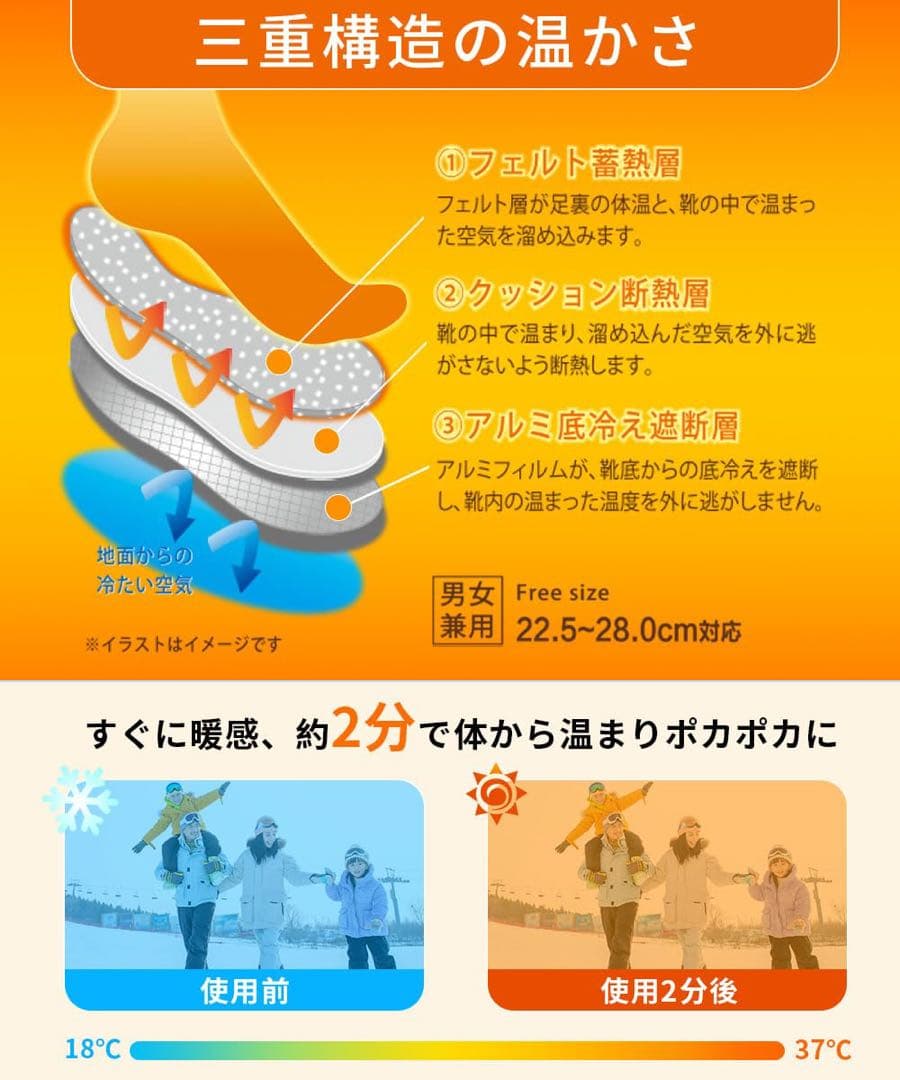 インソール 中敷き 防寒 保温 ふわふわ もこもこ 消臭 冷え性解消