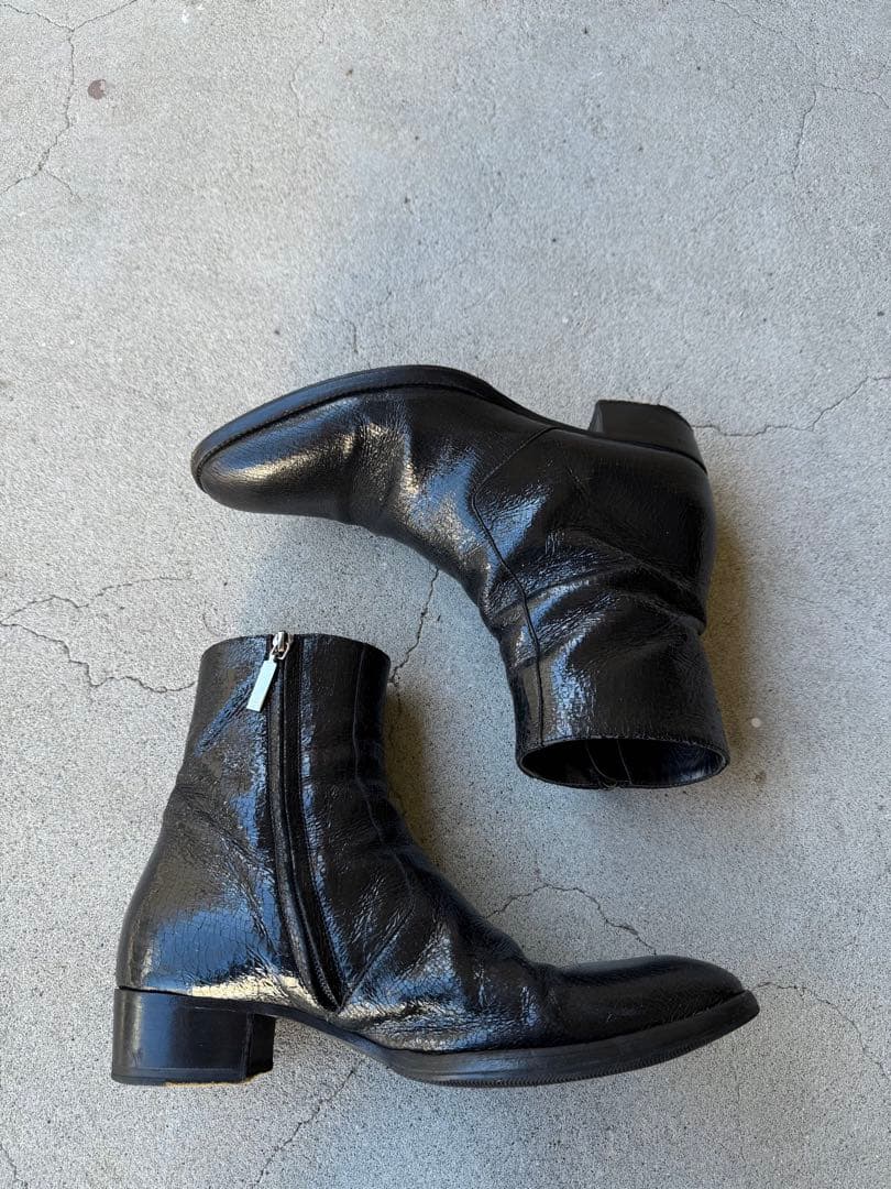 靴 SAINT LAURENT Cracked Leather Heel Boots