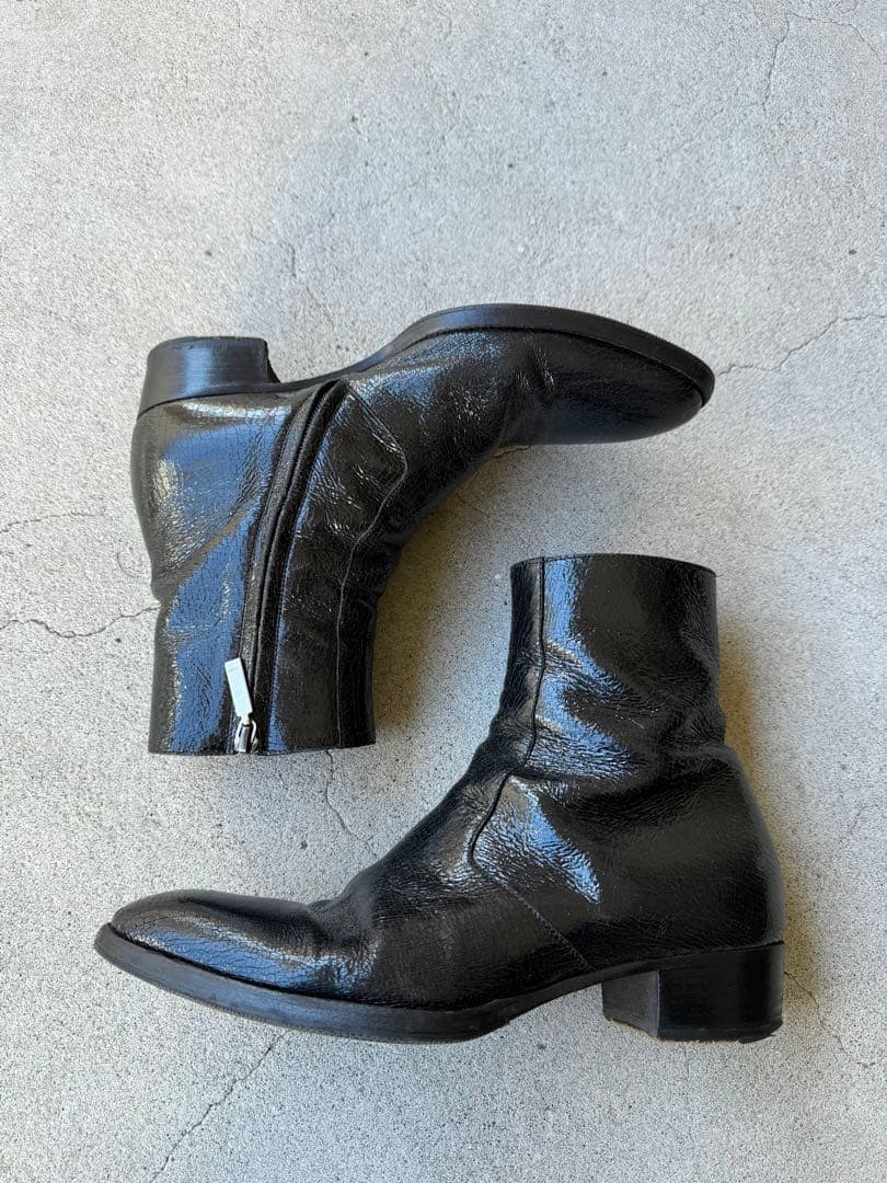 靴 SAINT LAURENT Cracked Leather Heel Boots