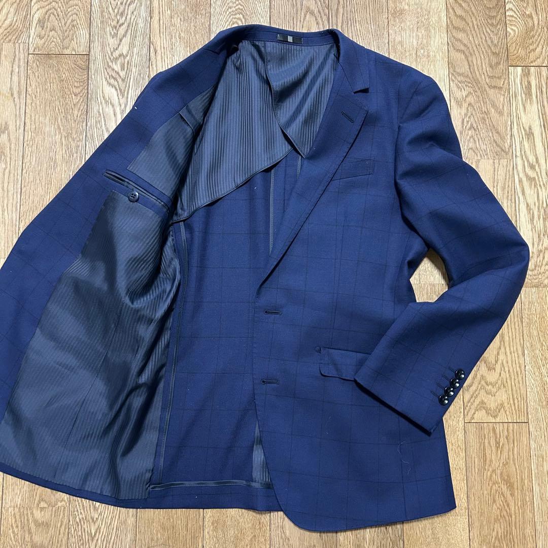 SUIT SELECT スリーピーススーツ (A4) 紺色 ウィンドウペーン柄