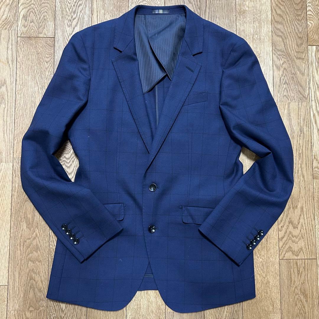 SUIT SELECT スリーピーススーツ (A4) 紺色 ウィンドウペーン柄
