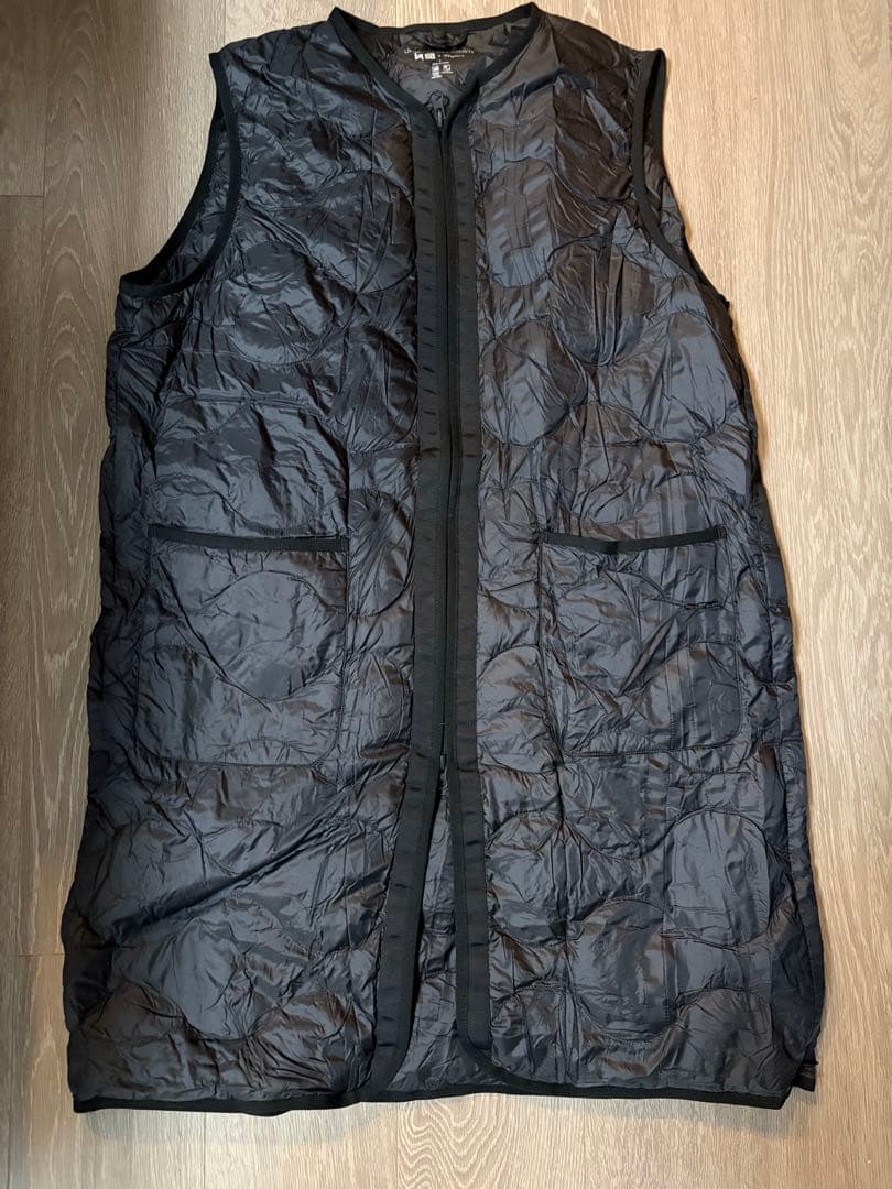 美品　UNIQLO × Theory ウルトラライトダウンロングベストSブラック