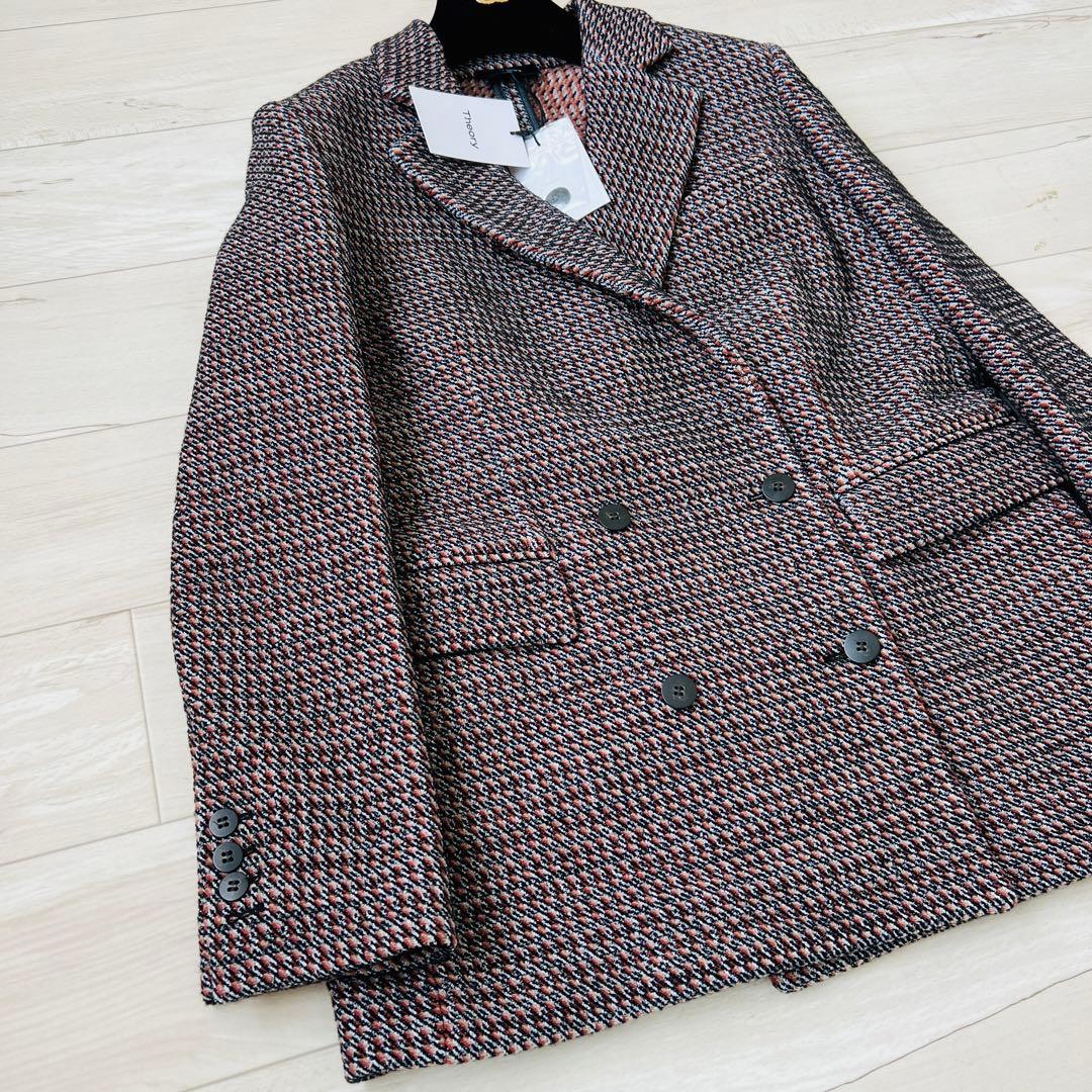 【未使用タグ付】セオリー　ツイルジャケット　　ダブルブレスト　千鳥　21AW