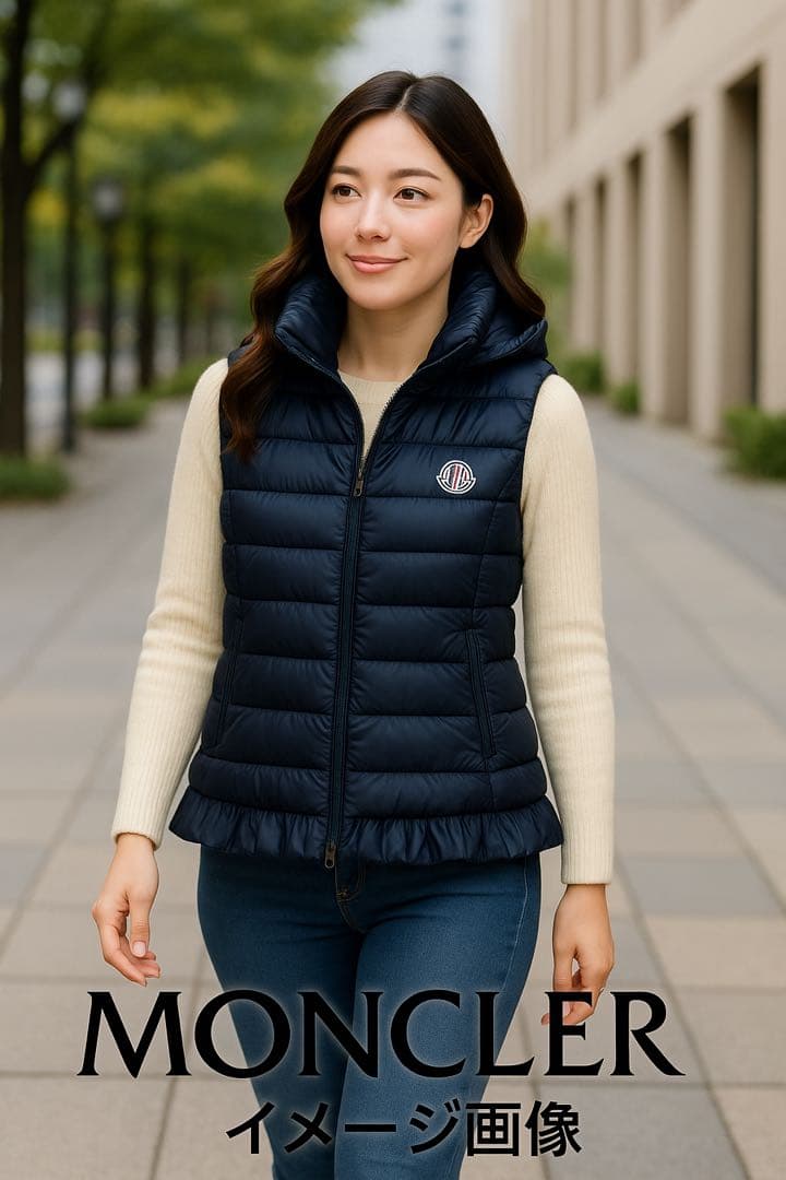 ★展示品！MONCLER ライトダウンベスト フード付きEBEL フードフリル