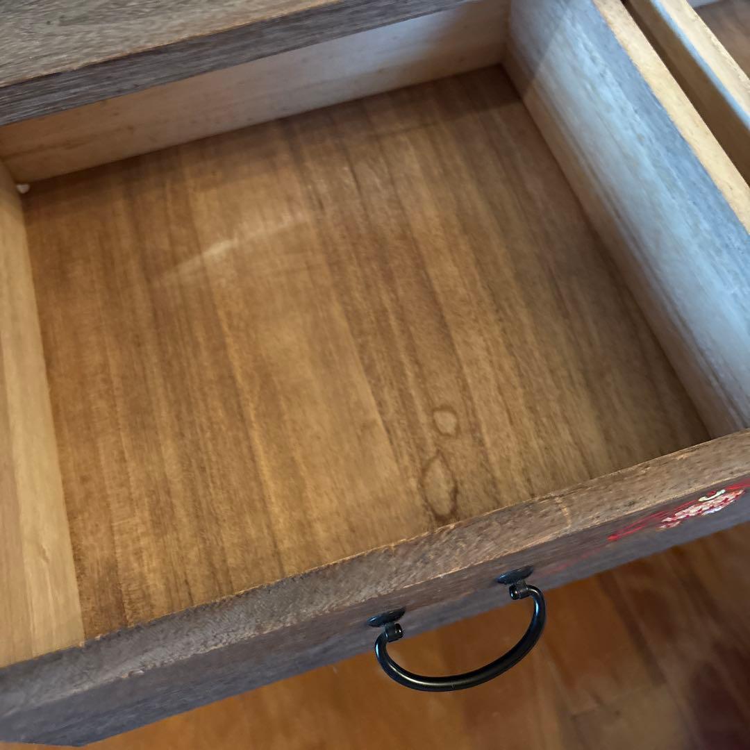 箱長　箪笥　木目込　桐木目込細工　鈴　昭和レトロ　インテリア　訳あり