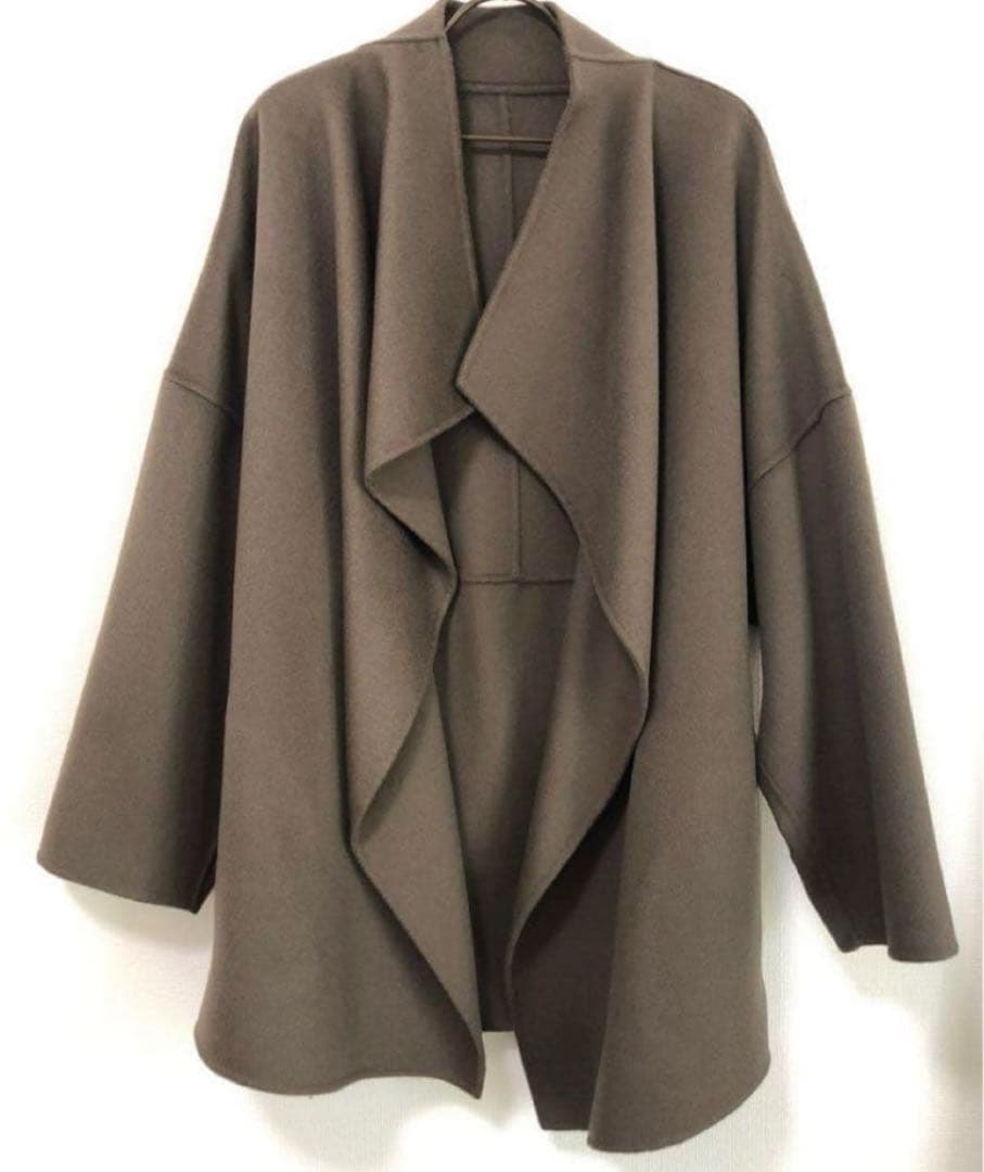 プラージュ ハミルトンミドルコート　カーキ　グレージュ　ノーカラー