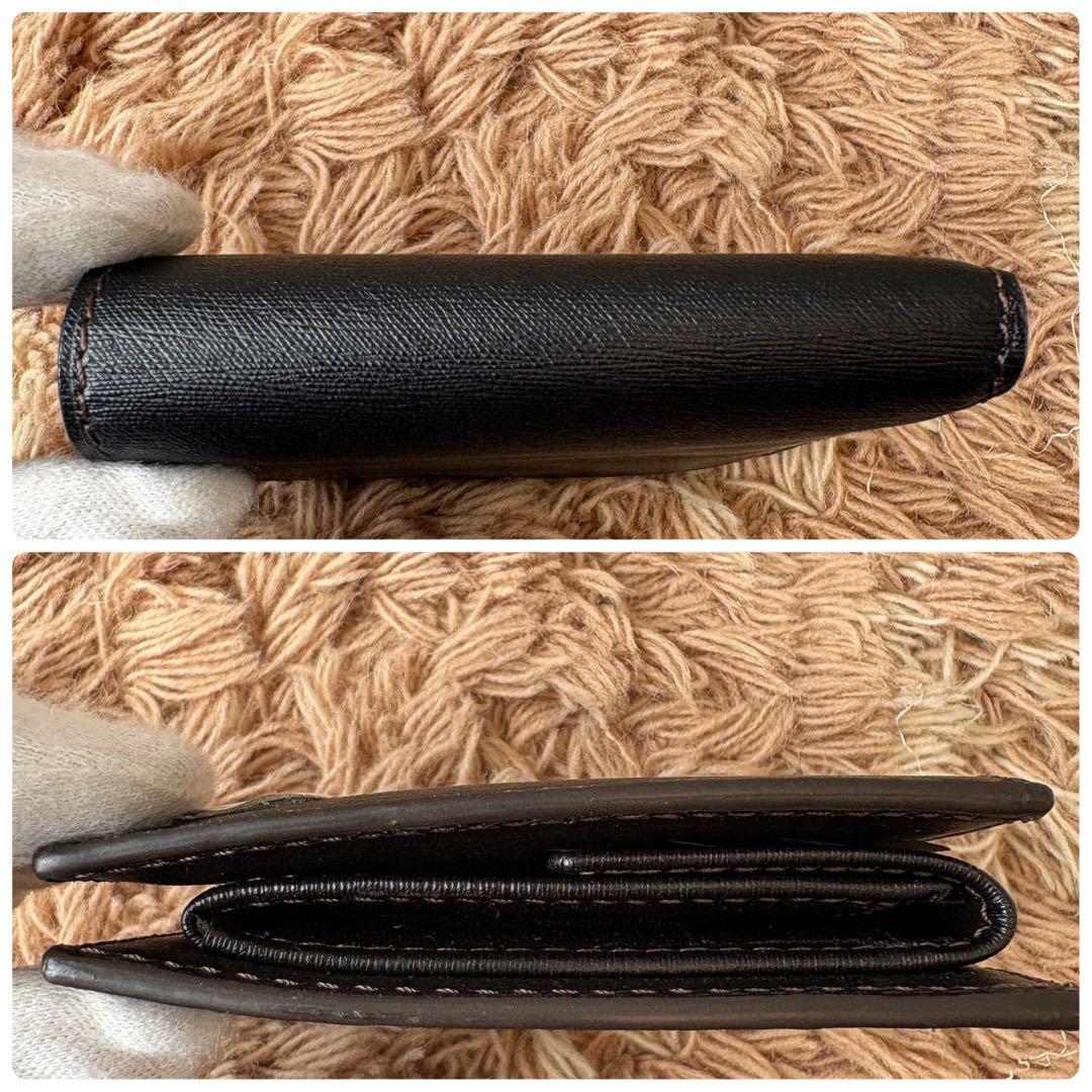 【未使用】dunhill ダンヒル ダークブラウン レザー 二つ折り財布 メンズ