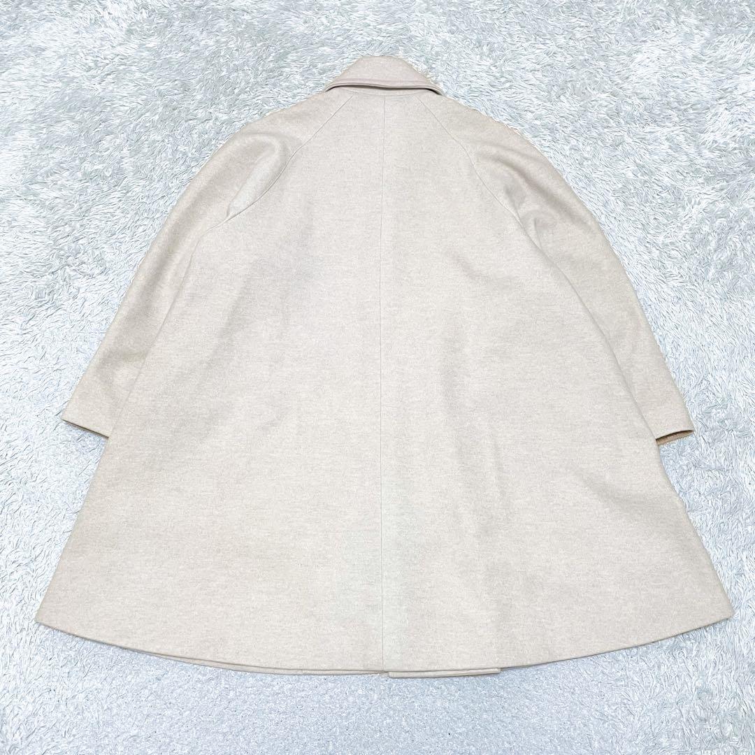 希少✨エルメス Hロゴ レザーボタン ダブルフェイス フレアコート レザートリム