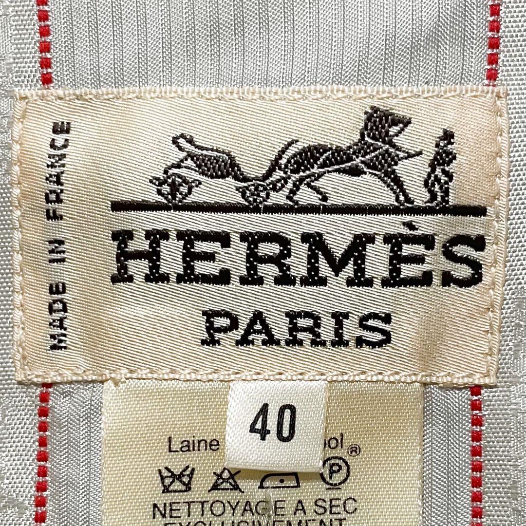 希少✨エルメス Hロゴ レザーボタン ダブルフェイス フレアコート レザートリム