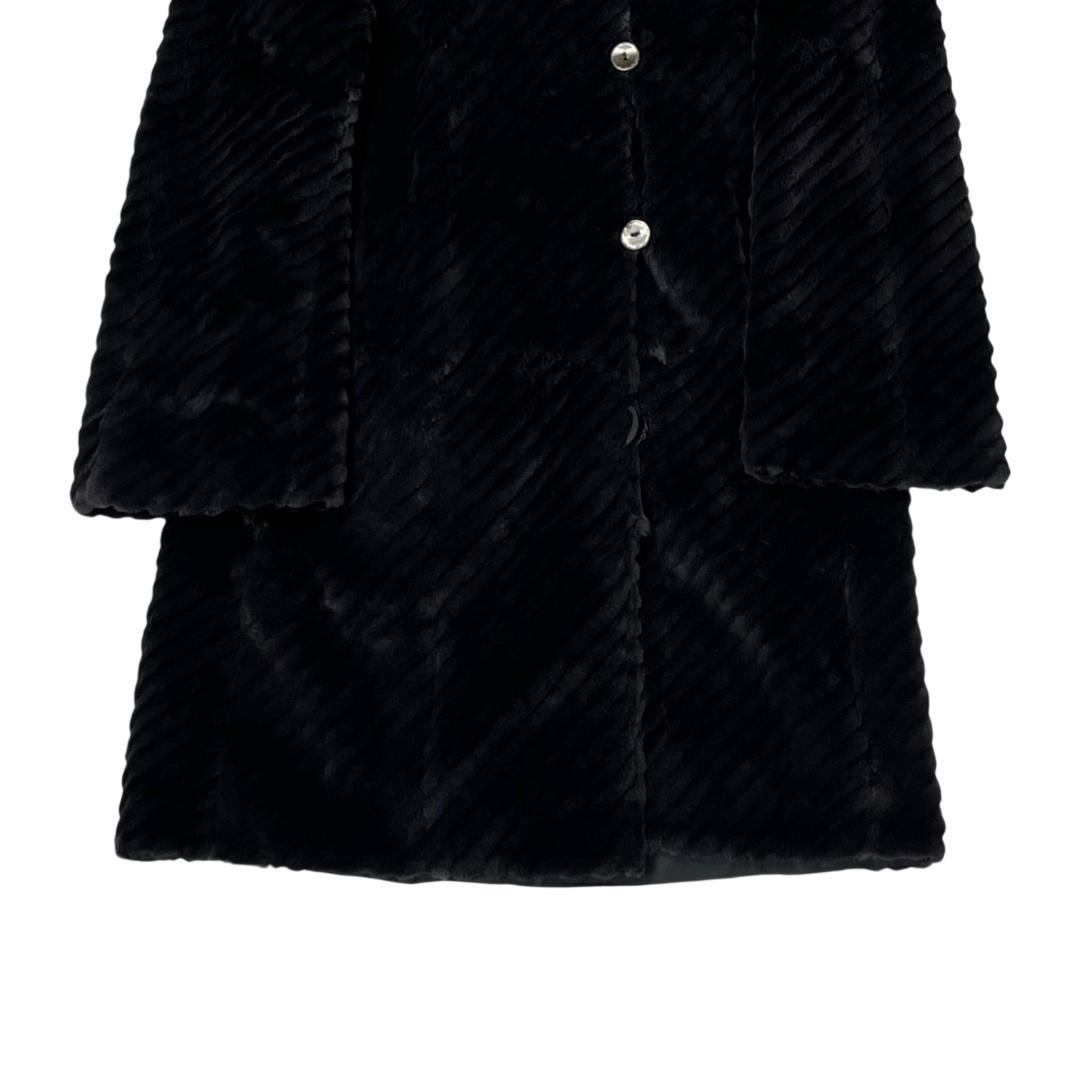 総丈111cm 近代デザイン ミンクロングコート ブラック リバーシブル