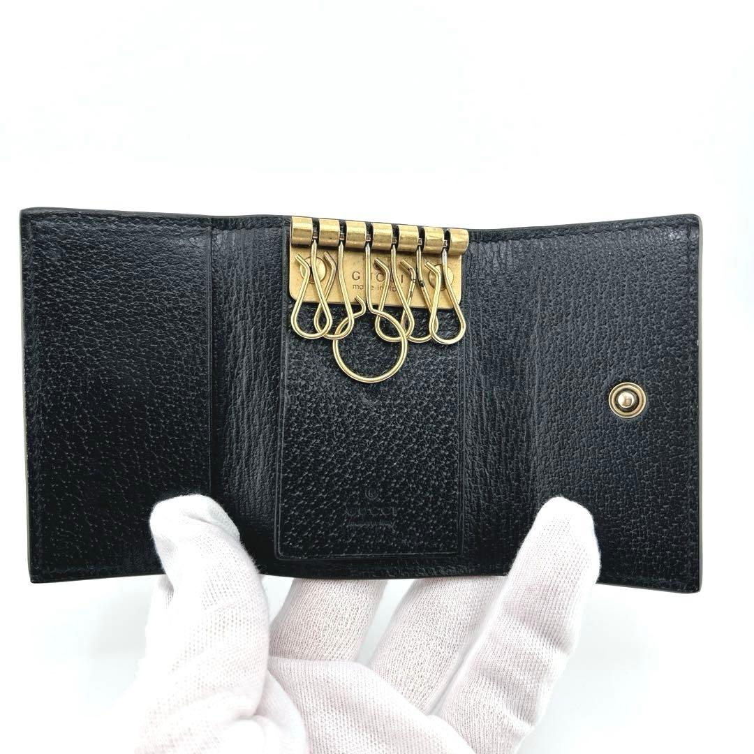 ✨極美品✨　GUCCI グッチ　6連キーケース　アニマリエ　ビー　レザー　黒