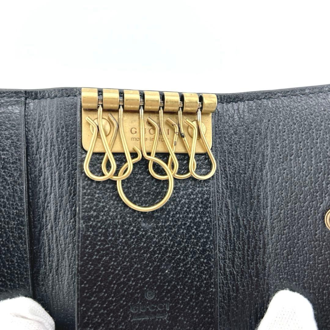 ✨極美品✨　GUCCI グッチ　6連キーケース　アニマリエ　ビー　レザー　黒