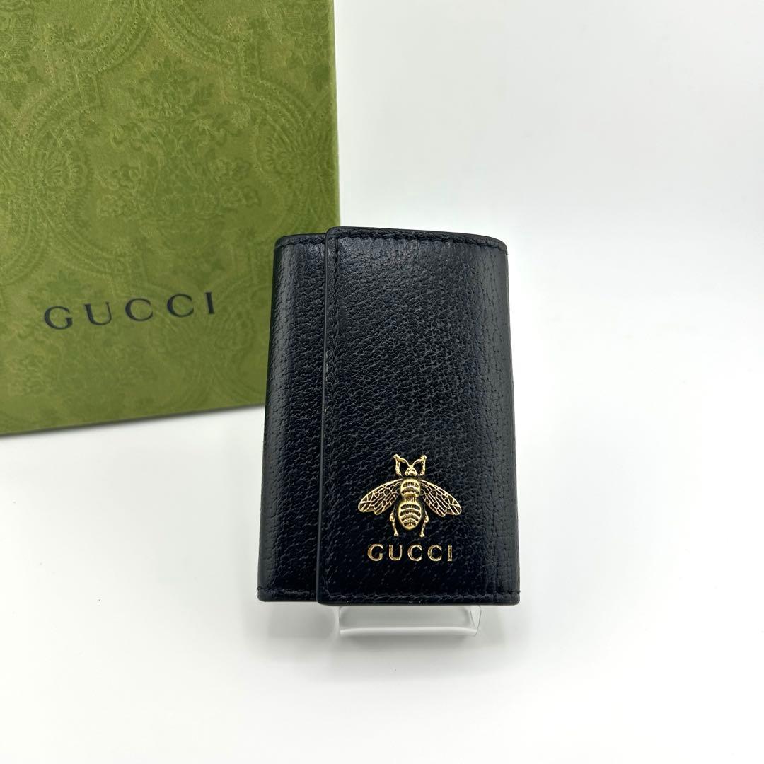 ✨極美品✨　GUCCI グッチ　6連キーケース　アニマリエ　ビー　レザー　黒