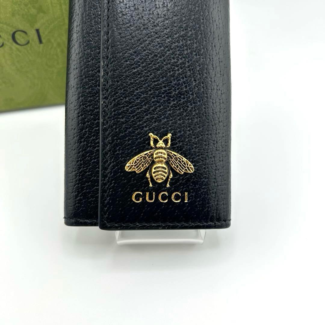 ✨極美品✨　GUCCI グッチ　6連キーケース　アニマリエ　ビー　レザー　黒