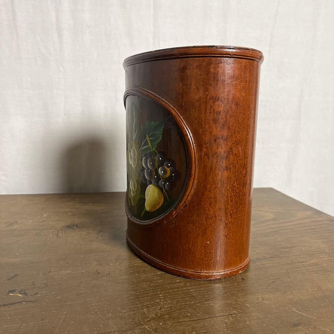 ヨーロッパ雑貨 アンティーク◾️トールペイント 木製ゴミ箱 ダストボックス 屑カゴ