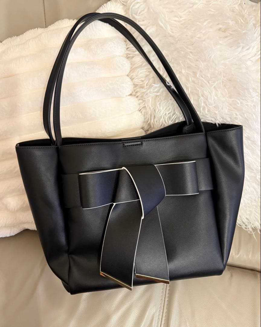 【A4対応】リボントートバッグ　RANDA ブラック　ランダ　ビジネス