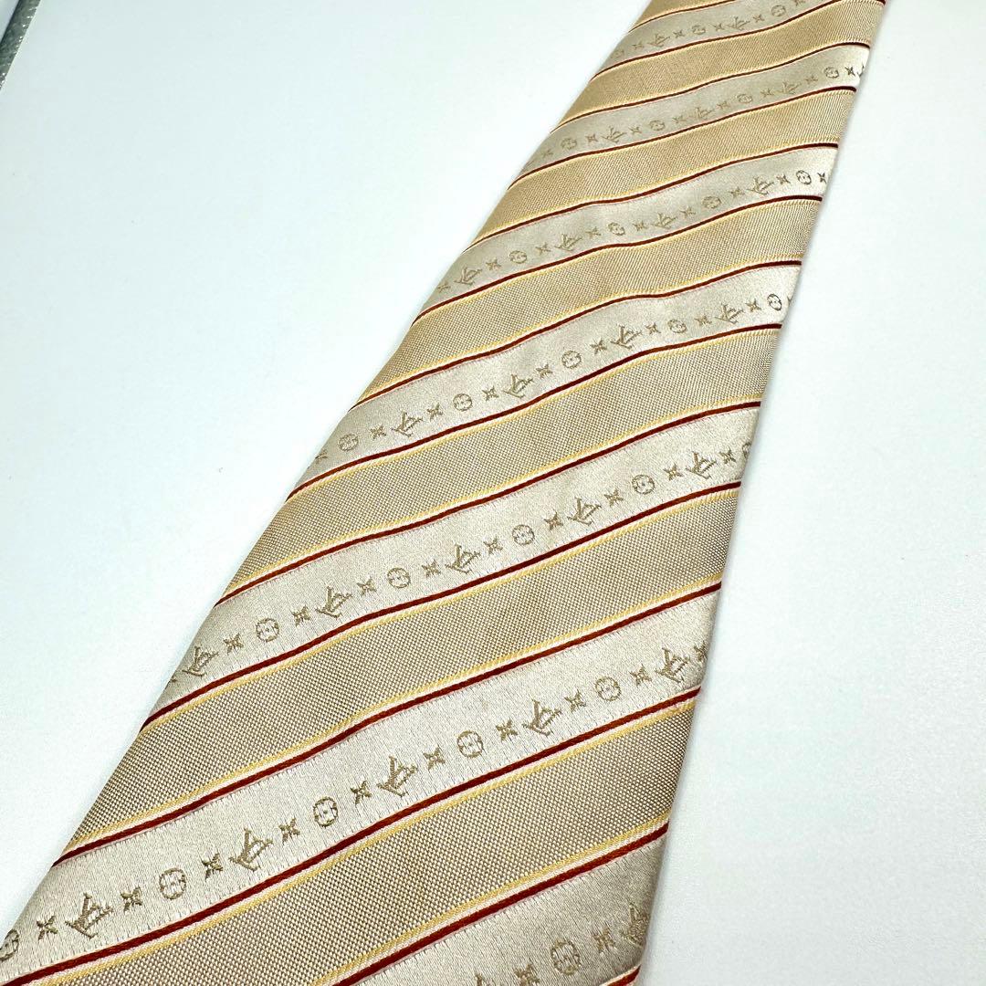✨️美品✨️ ルイヴィトン ネクタイ 高級シルク モノグラム ストライプ